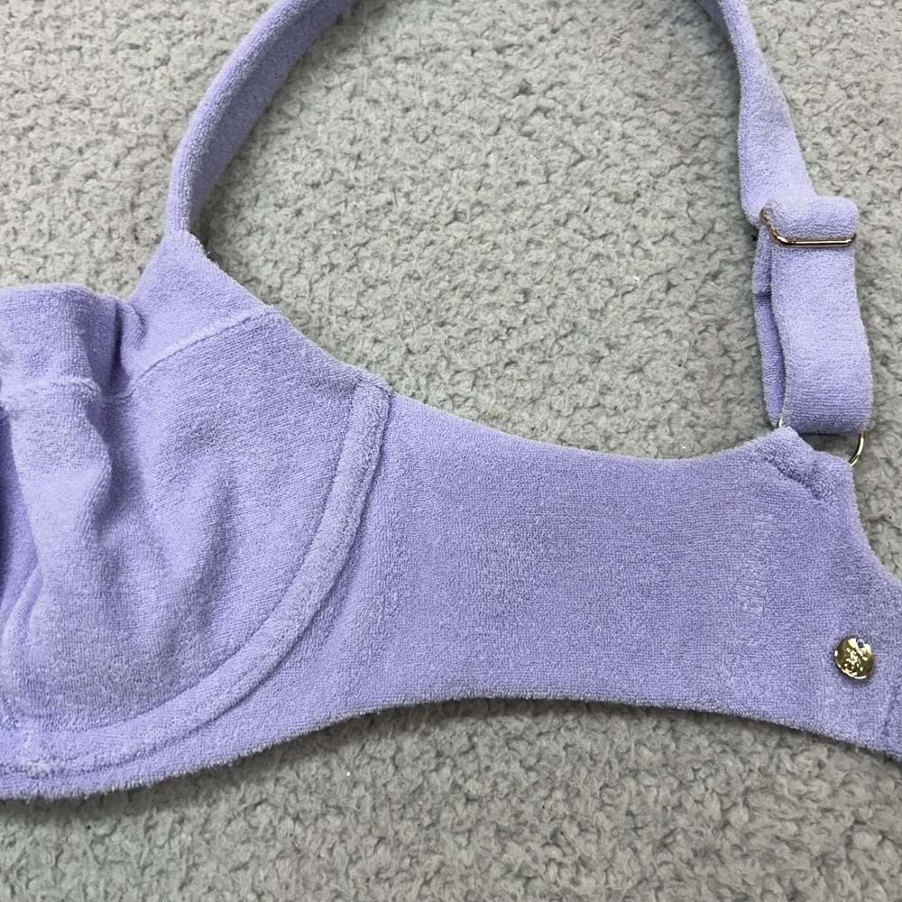 Victoria's Secret Bikini Top 34DD Purple Terry Cloth Balconette Underwire Swim